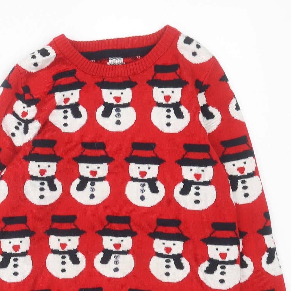 geprge Boys Red Crew Neck Geometric Acrylic Pullover Jumper Size 8-9 Years  Pullover - Christmas Jumper