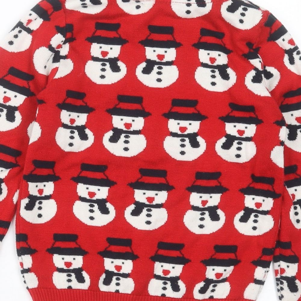 geprge Boys Red Crew Neck Geometric Acrylic Pullover Jumper Size 8-9 Years  Pullover - Christmas Jumper