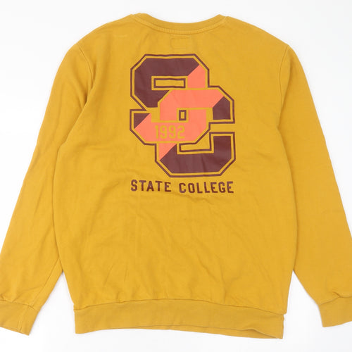 F&F Mens Yellow  Cotton Pullover Sweatshirt Size L
