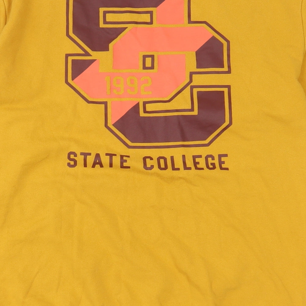 F&F Mens Yellow  Cotton Pullover Sweatshirt Size L