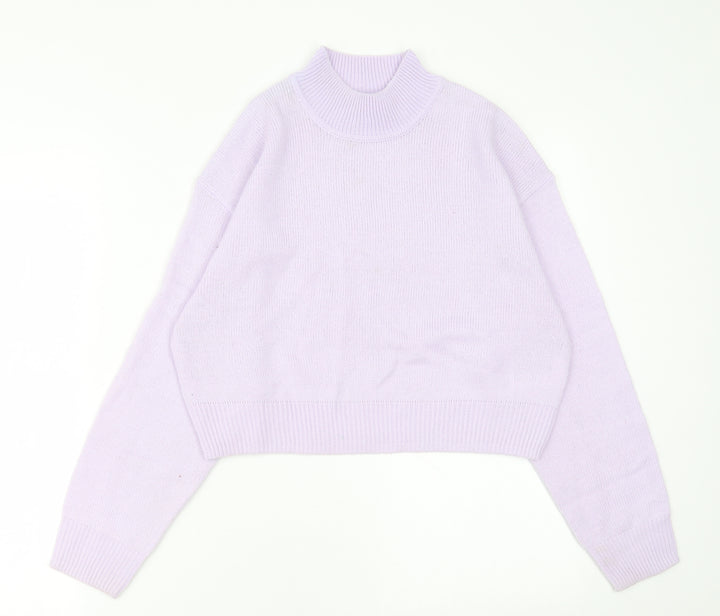 H&M Womens Purple Crew Neck Acrylic Pullover Jumper Size 2XS