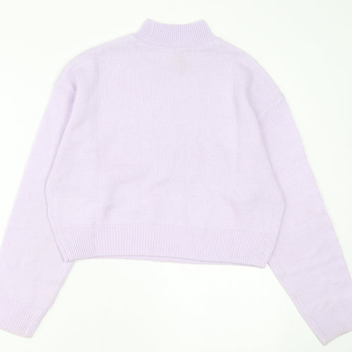 H&M Womens Purple Crew Neck  Acrylic Pullover Jumper Size 2XS