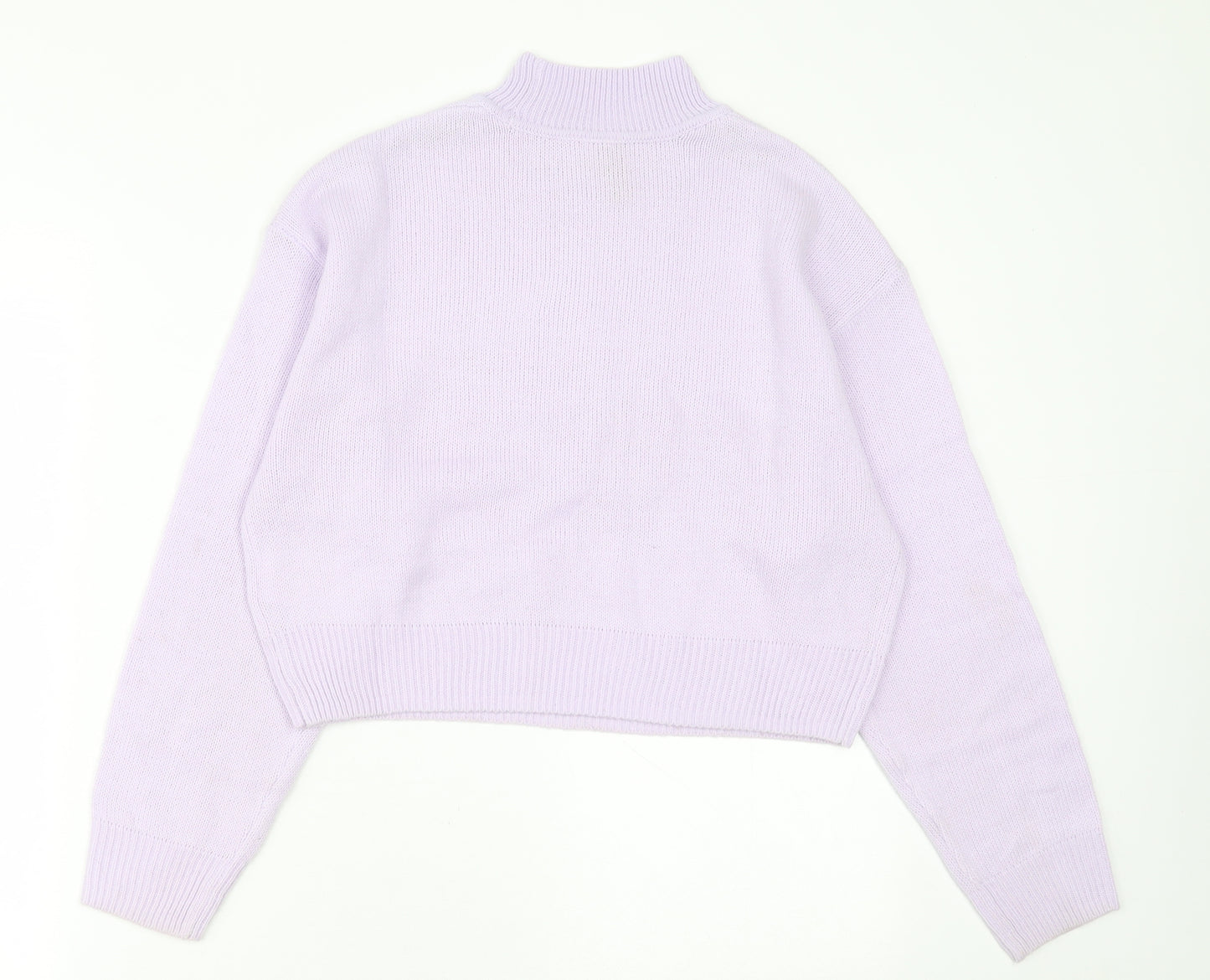 H&M Womens Purple Crew Neck  Acrylic Pullover Jumper Size 2XS
