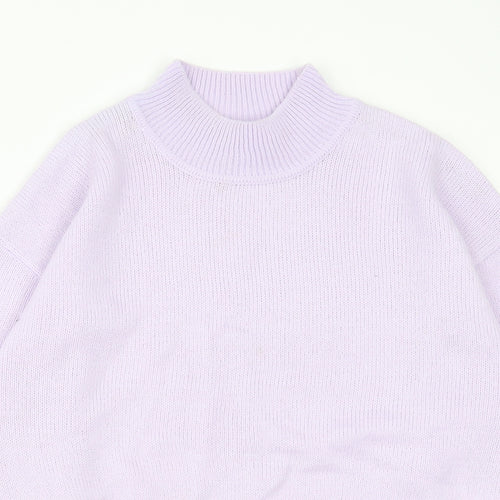 H&M Womens Purple Crew Neck  Acrylic Pullover Jumper Size 2XS