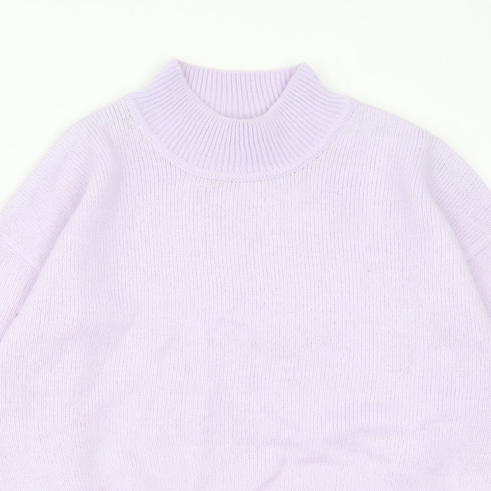 H&M Womens Purple Crew Neck  Acrylic Pullover Jumper Size 2XS