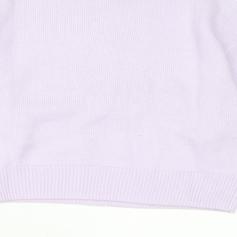 H&M Womens Purple Crew Neck  Acrylic Pullover Jumper Size 2XS