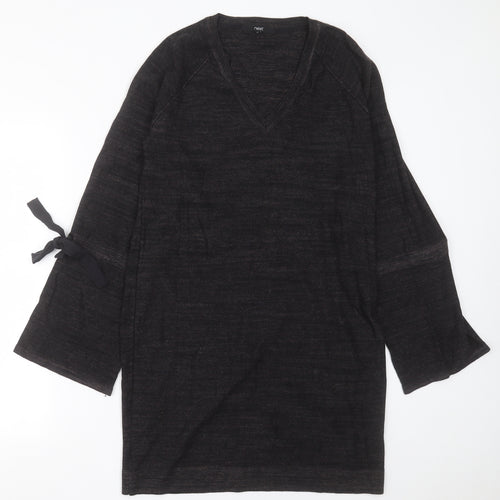 NEXT Womens Grey  Cotton Jumper Dress  Size 12  V-Neck Pullover
