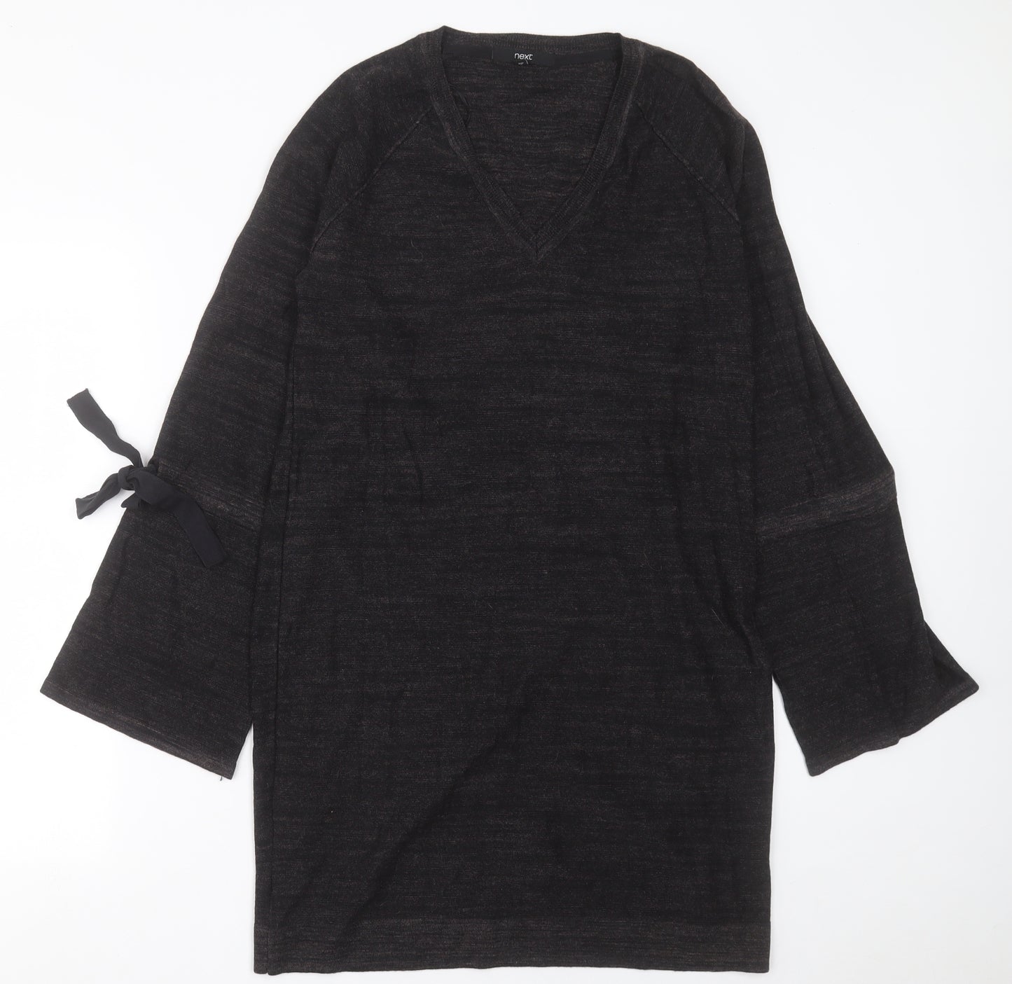 NEXT Womens Grey  Cotton Jumper Dress  Size 12  V-Neck Pullover