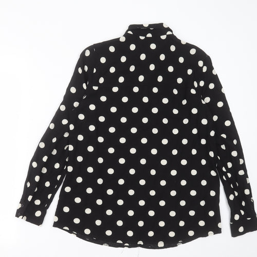 George Womens Black Polka Dot Viscose Basic Button-Up Size 12 Collared