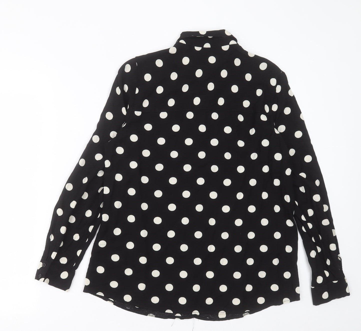 George Womens Black Polka Dot Viscose Basic Button-Up Size 12 Collared