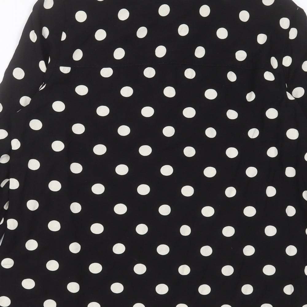 George Womens Black Polka Dot Viscose Basic Button-Up Size 12 Collared
