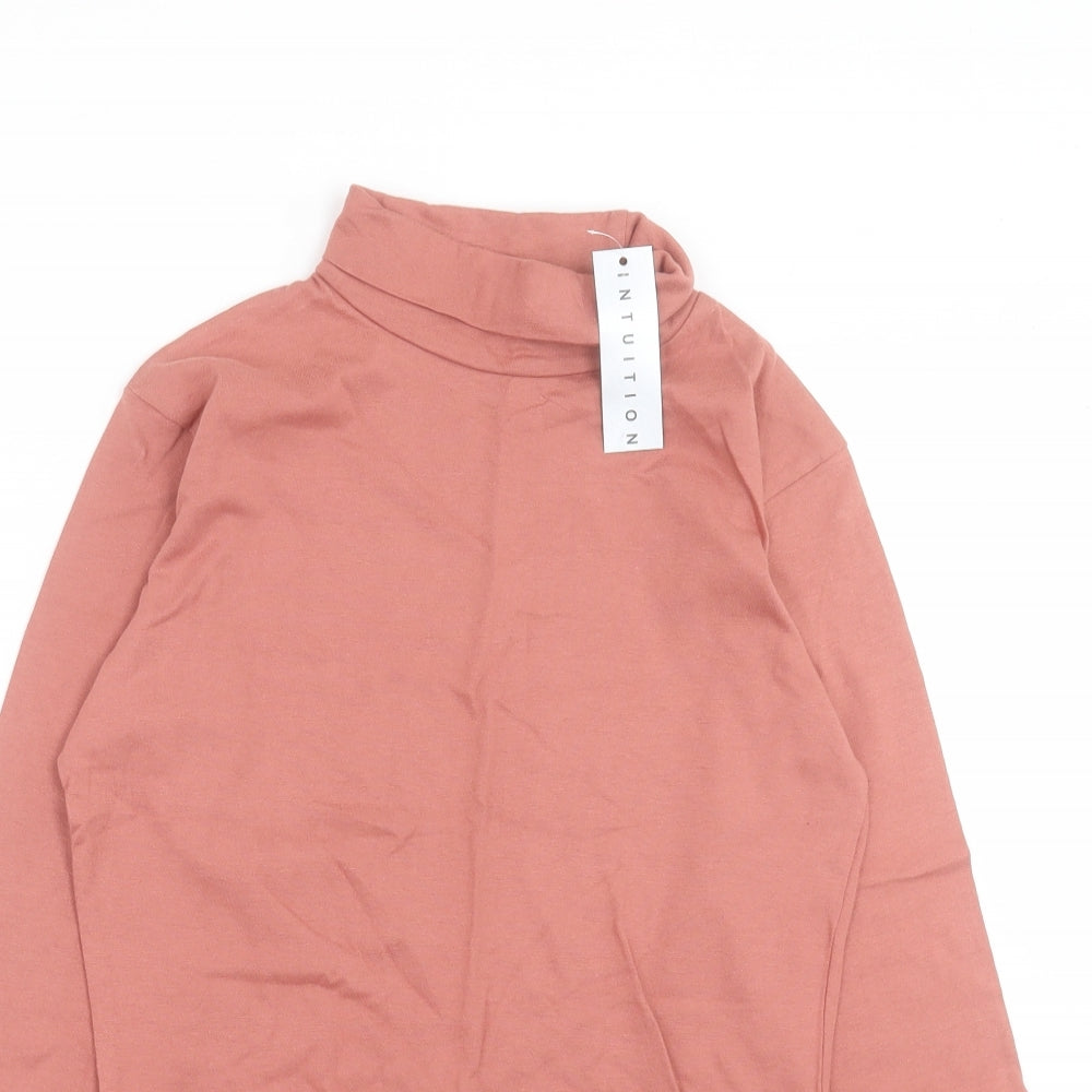 Intuition Womens Pink  Cotton Basic T-Shirt Size 8 Roll Neck