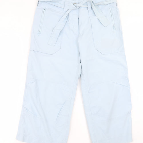 Marks and Spencer Womens Blue  Cotton Trousers  Size 12 L23 in Regular Button