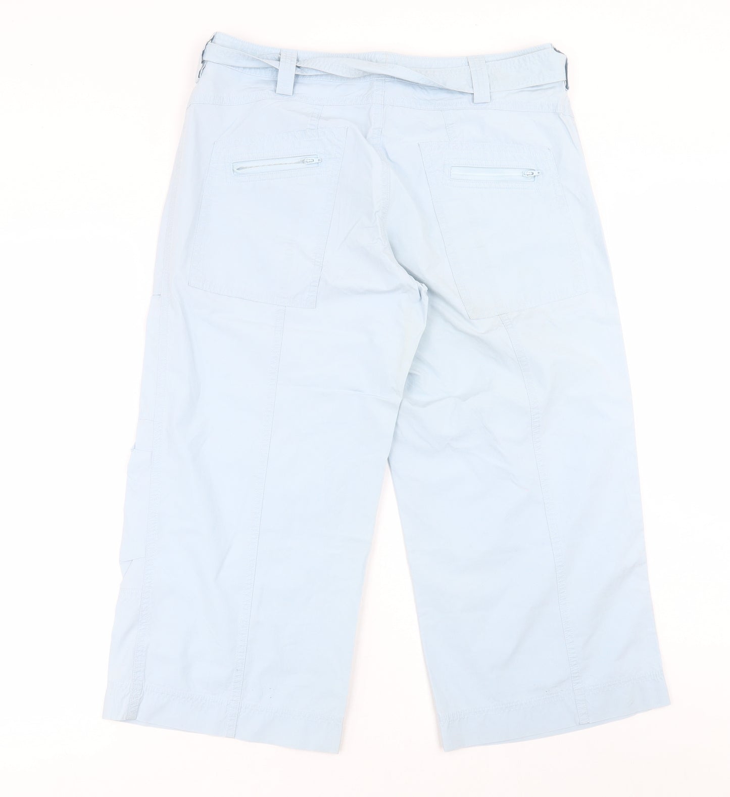 Marks and Spencer Womens Blue  Cotton Trousers  Size 12 L23 in Regular Button