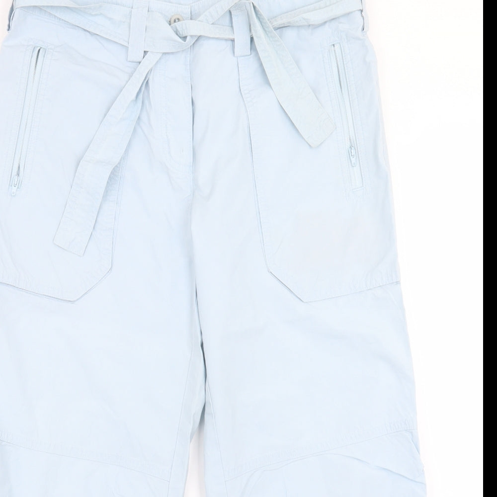 Marks and Spencer Womens Blue  Cotton Trousers  Size 12 L23 in Regular Button