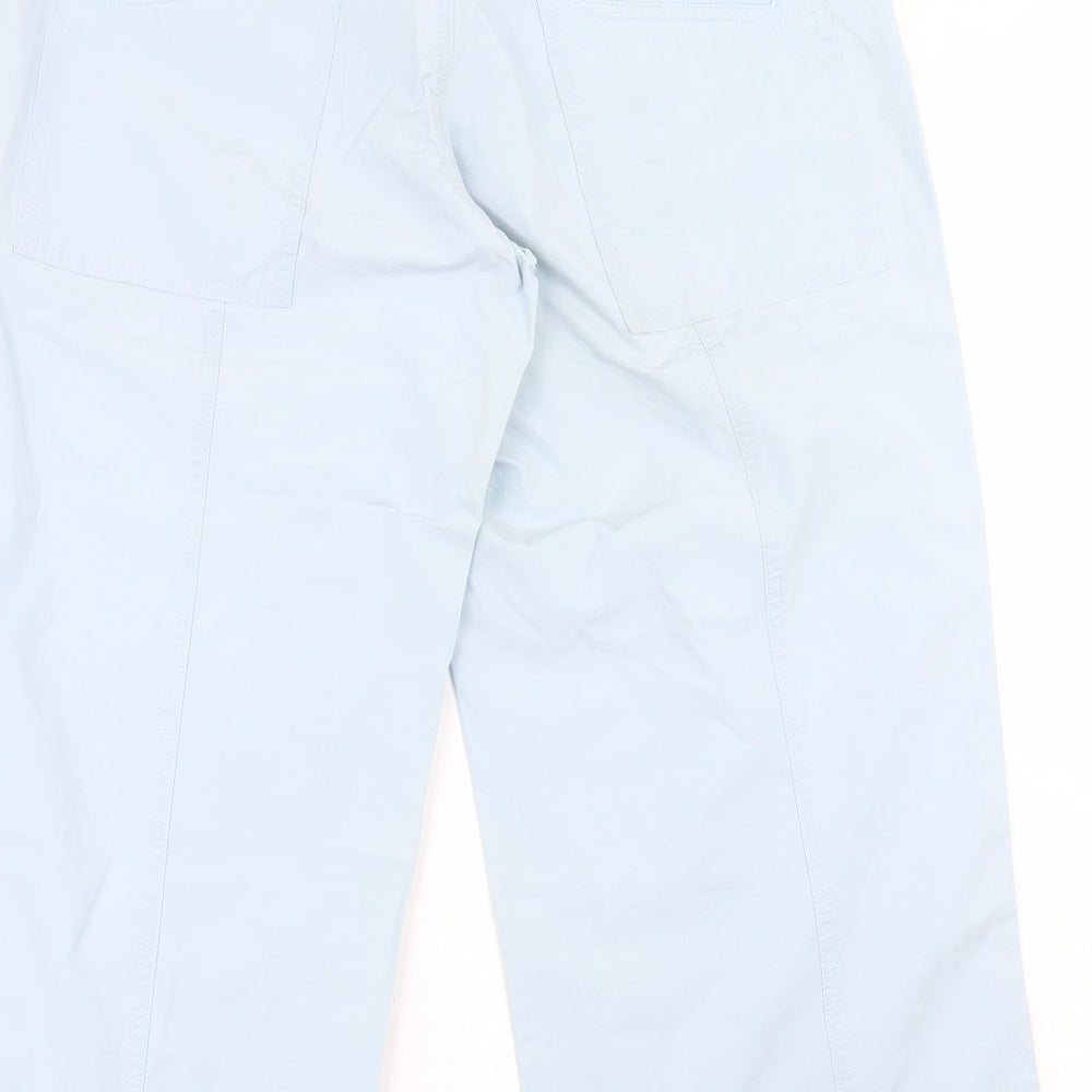 Marks and Spencer Womens Blue  Cotton Trousers  Size 12 L23 in Regular Button