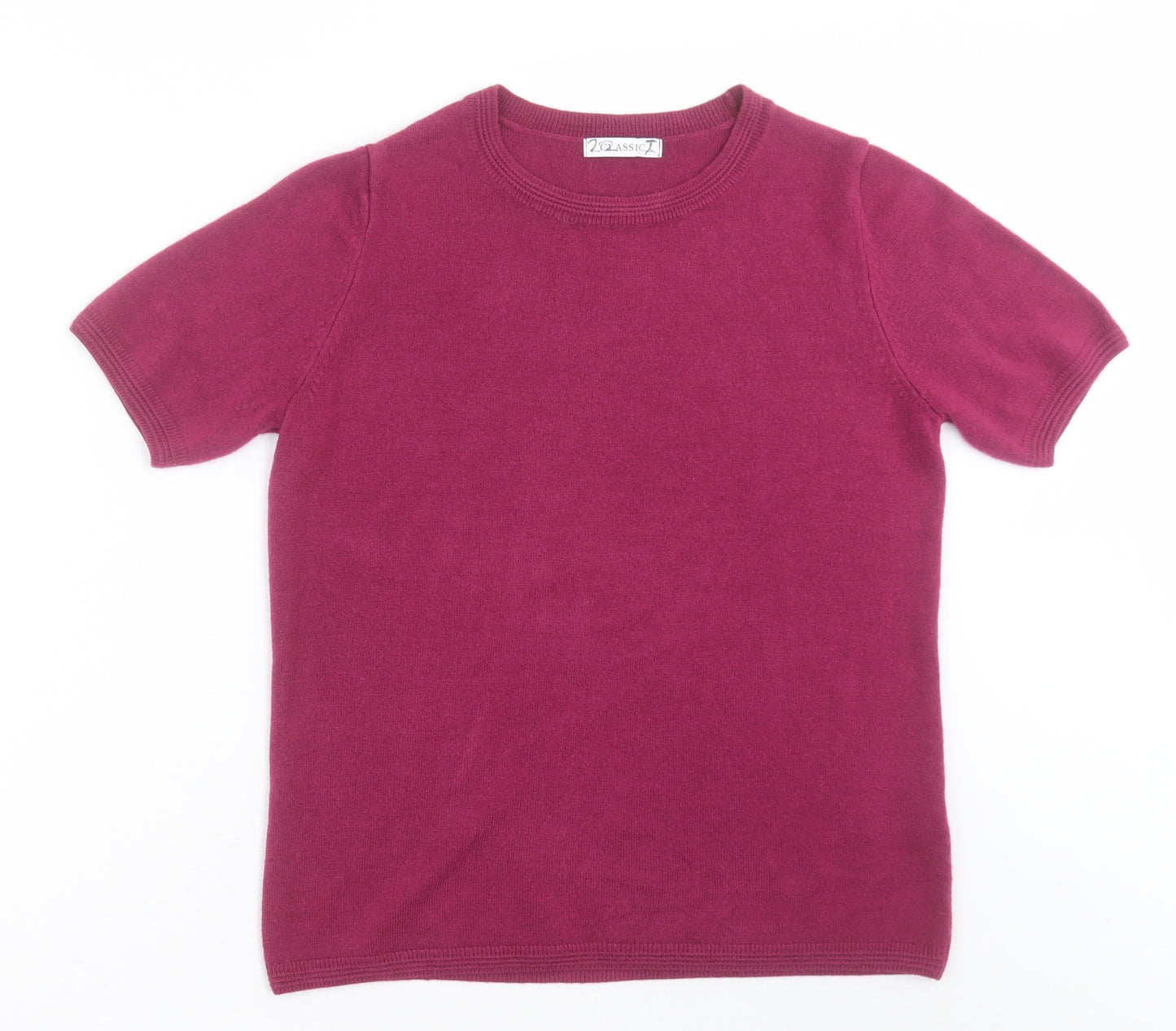 Classic Womens Purple Crew Neck  Acrylic Pullover Jumper Size 10