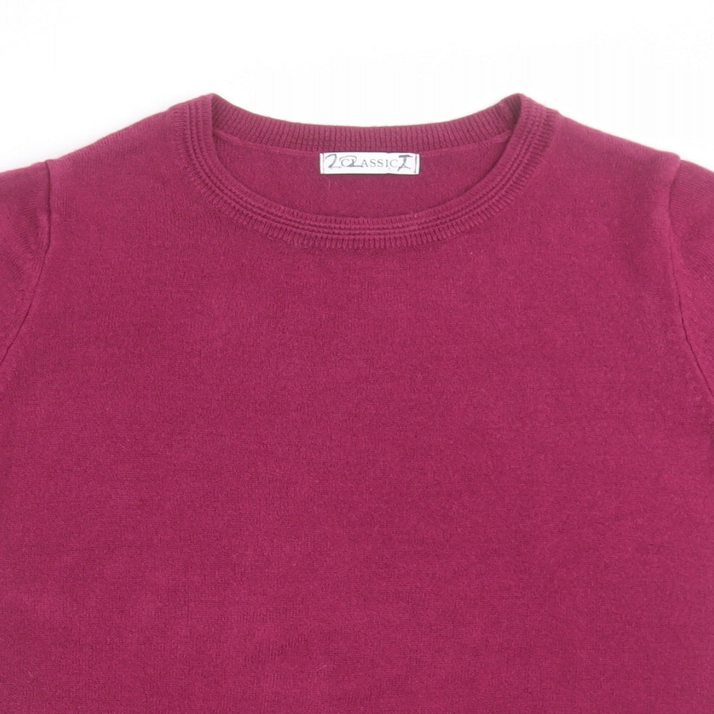 Classic Womens Purple Crew Neck  Acrylic Pullover Jumper Size 10