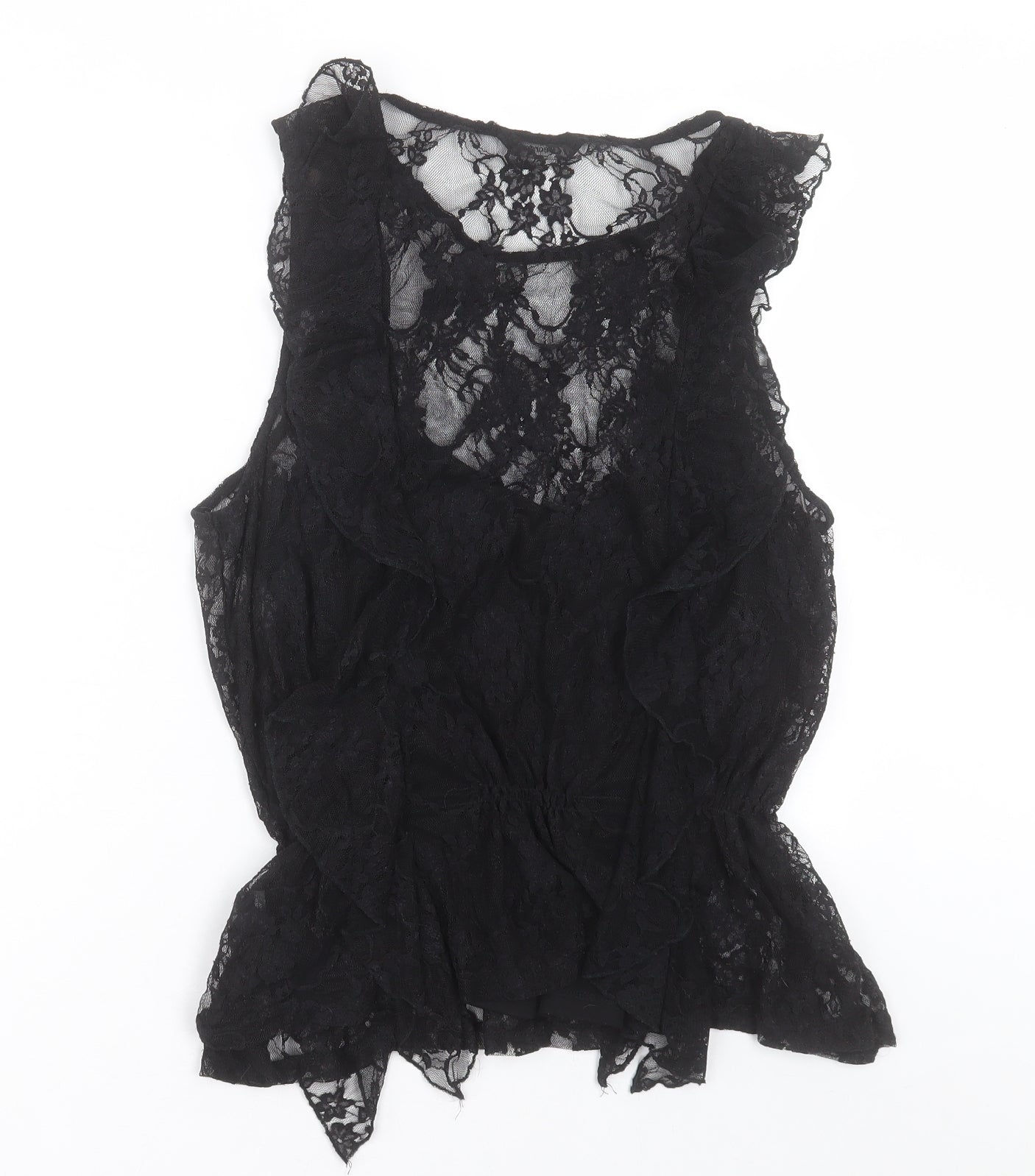 George Womens Black Floral Polyester Basic Tank Size 12 V-Neck