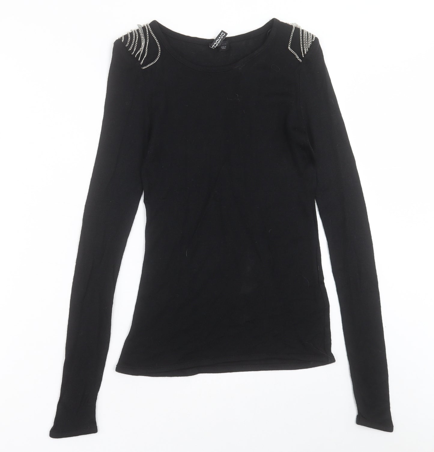 H&M Womens Black Crew Neck  Acrylic Pullover Jumper Size 12