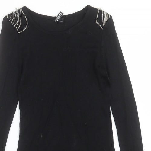 H&M Womens Black Crew Neck  Acrylic Pullover Jumper Size 12