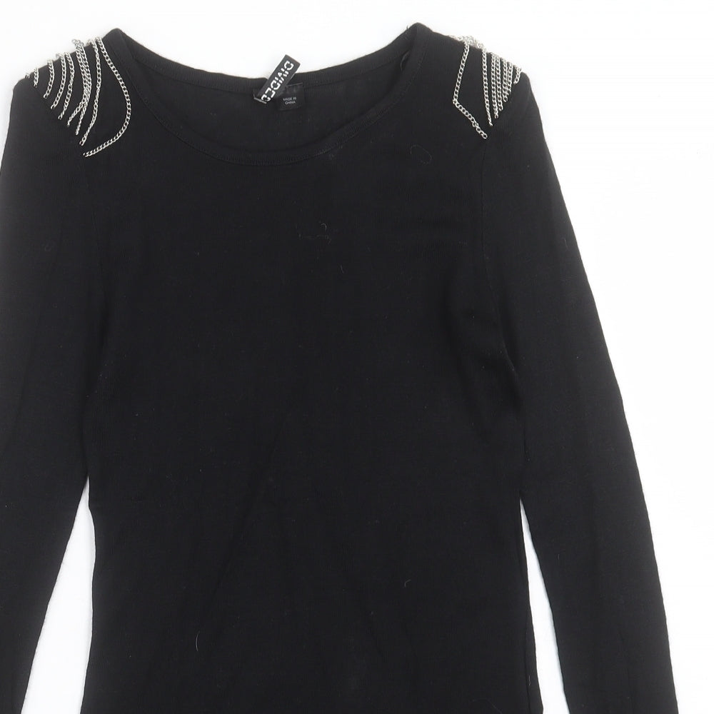 H&M Womens Black Crew Neck  Acrylic Pullover Jumper Size 12
