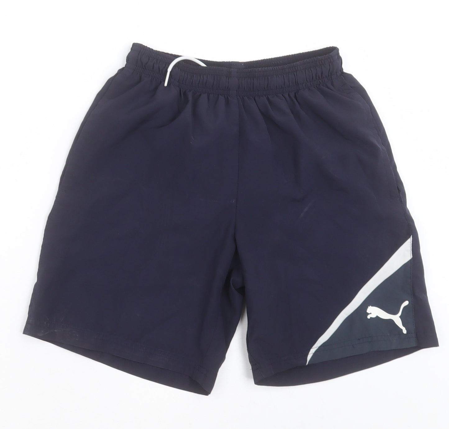 PUMA Mens Blue  Polyester Sweat Shorts Size 30 in L7 in Regular Tie