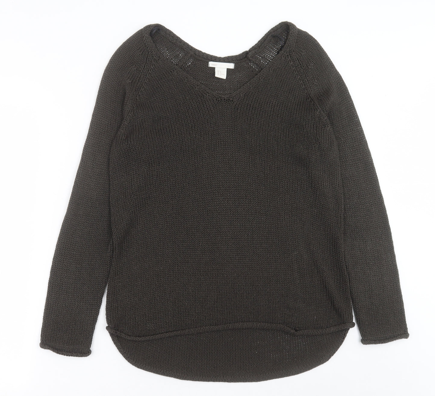 H&M Womens Green V-Neck  Acrylic Pullover Jumper Size M