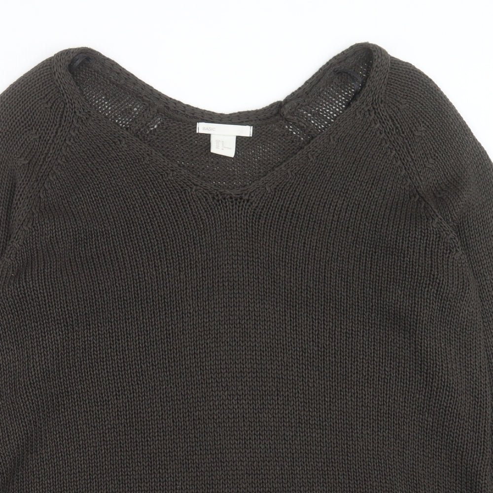 H&M Womens Green V-Neck  Acrylic Pullover Jumper Size M