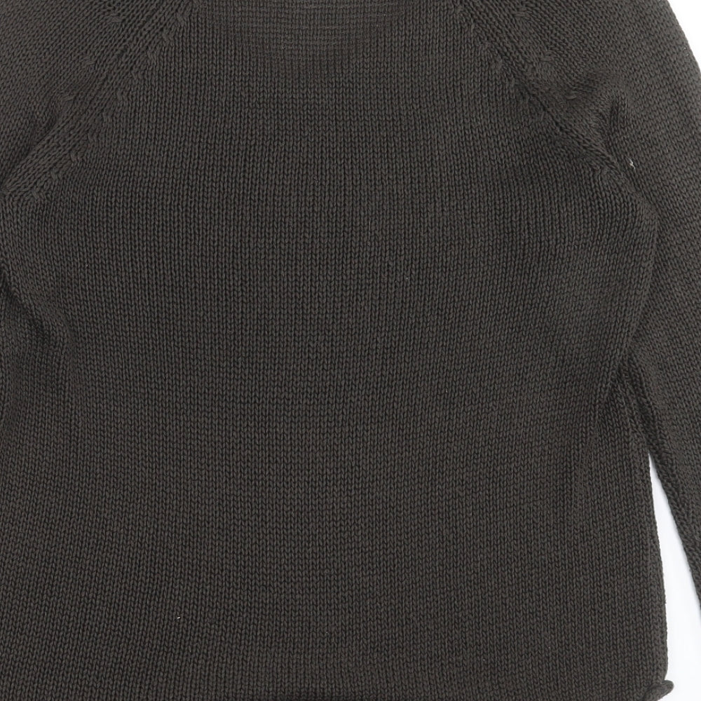 H&M Womens Green V-Neck  Acrylic Pullover Jumper Size M