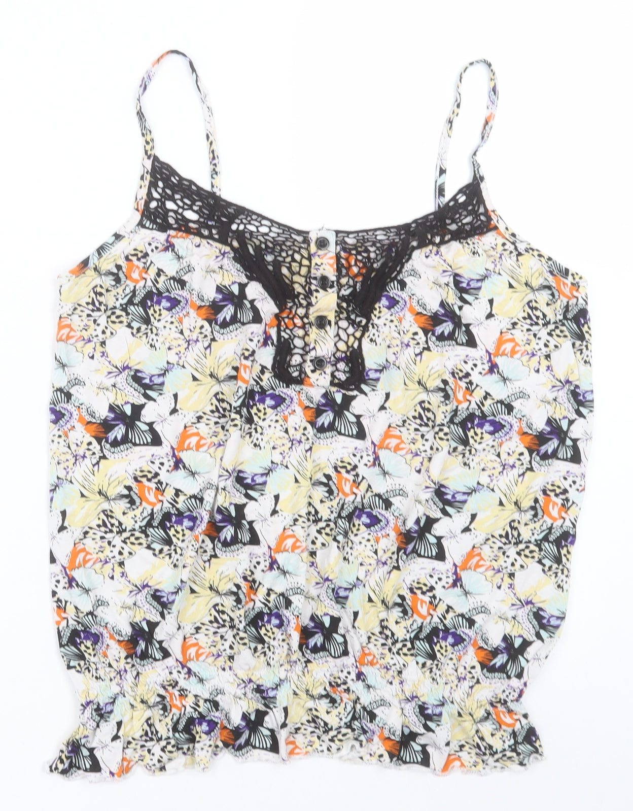 F&F Womens Multicoloured Floral Viscose Basic Tank Size 14 Scoop Neck