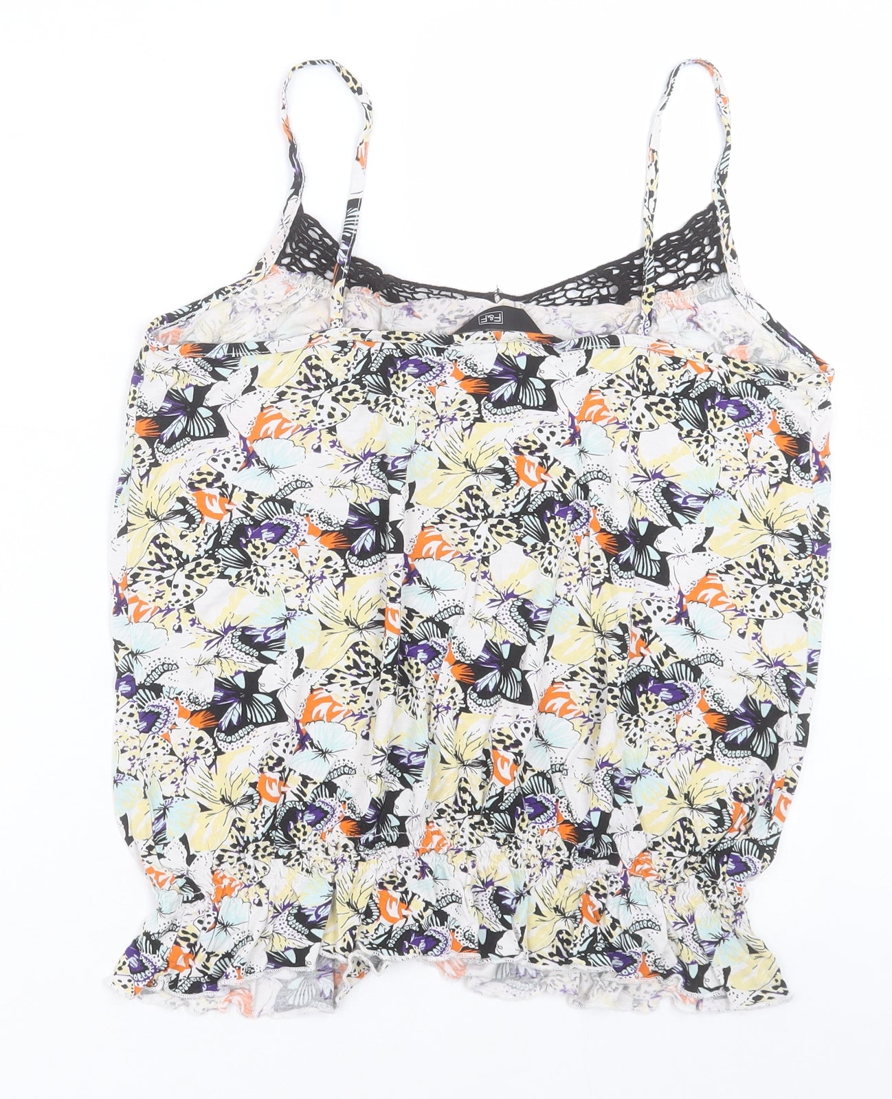F&F Womens Multicoloured Floral Viscose Basic Tank Size 14 Scoop Neck