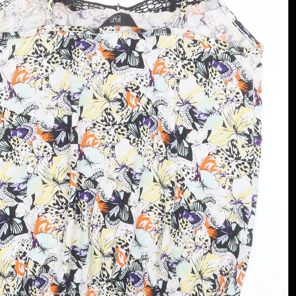 F&F Womens Multicoloured Floral Viscose Basic Tank Size 14 Scoop Neck