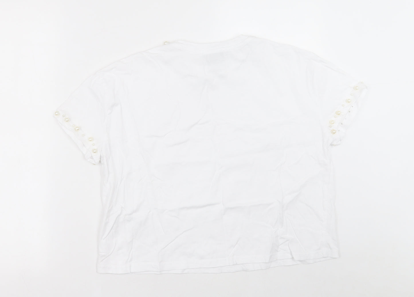 New Look Womens White  Cotton Basic T-Shirt Size 12 Crew Neck