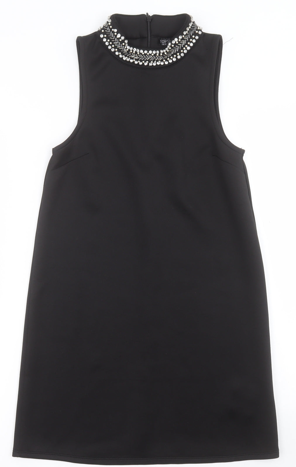 Topshop Womens Black  Polyester A-Line  Size 6  High Neck Zip