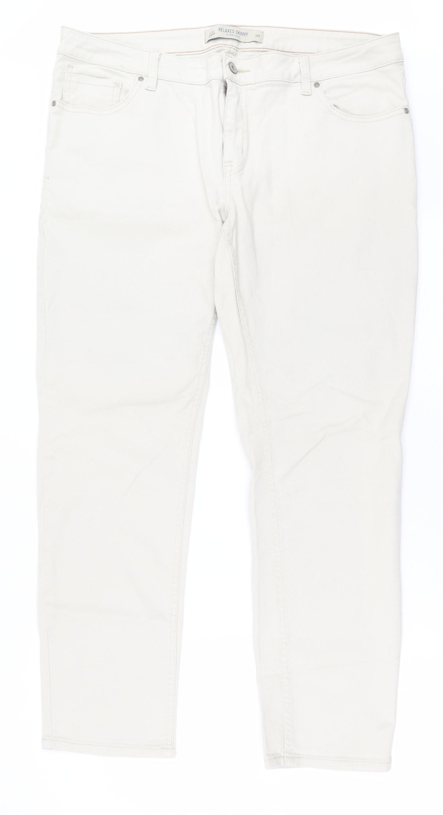 NEXT Womens Beige  Cotton Straight Jeans Size 18 L30 in Relaxed Button
