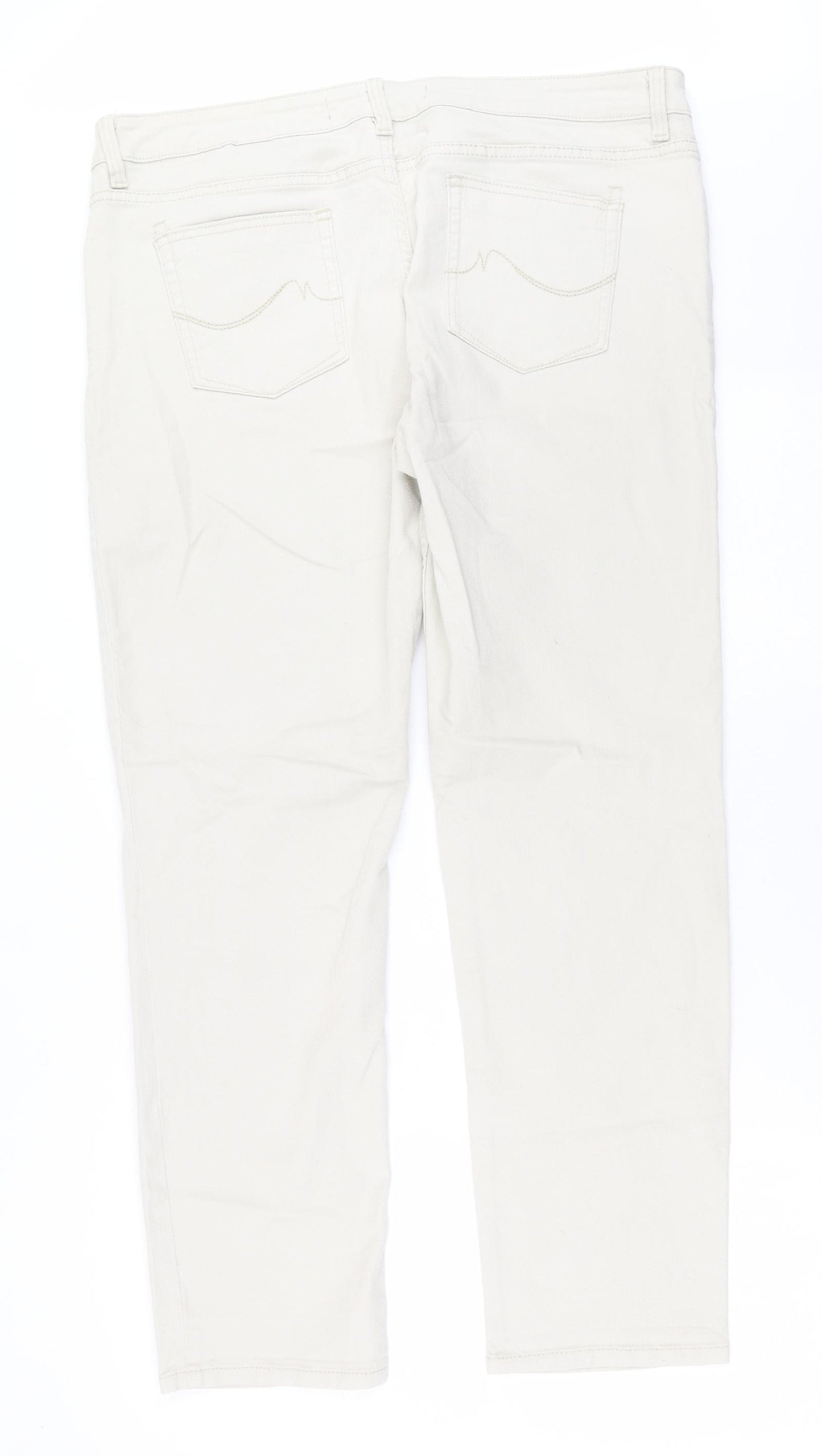 NEXT Womens Beige  Cotton Straight Jeans Size 18 L30 in Relaxed Button