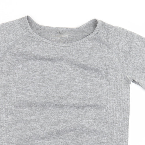 Work Out Womens Grey  Polyester Basic T-Shirt Size S Crew Neck Pullover