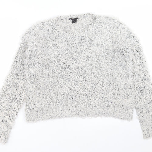 H&M Womens Grey Crew Neck  Acrylic Pullover Jumper Size S