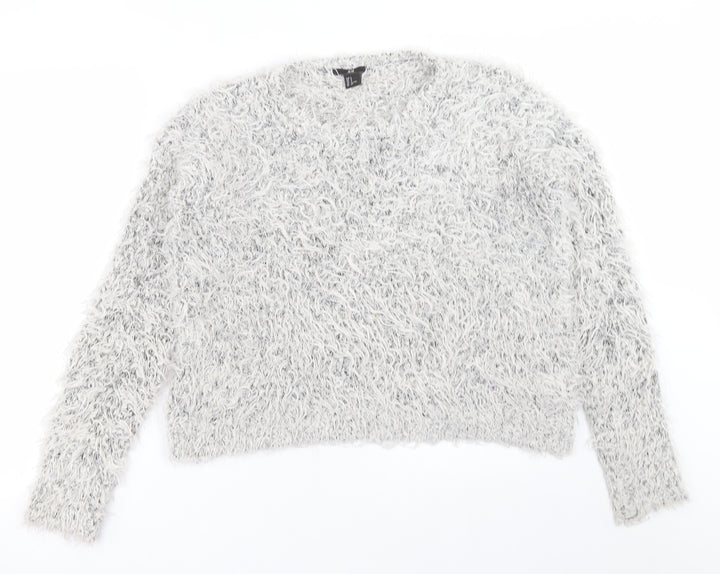 H&M Womens Grey Crew Neck Acrylic Pullover Jumper Size S