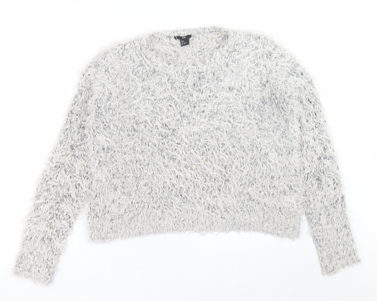H&M Womens Grey Crew Neck  Acrylic Pullover Jumper Size S