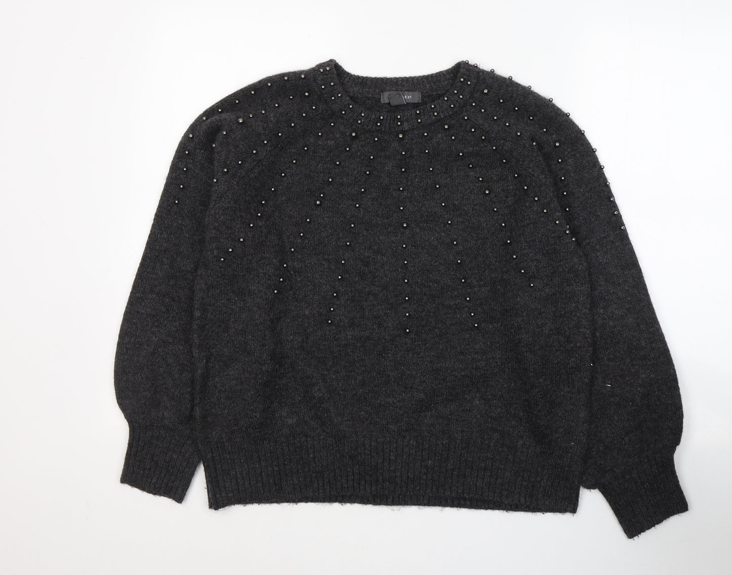 Primark Womens Grey Round Neck  Acrylic Pullover Jumper Size 10