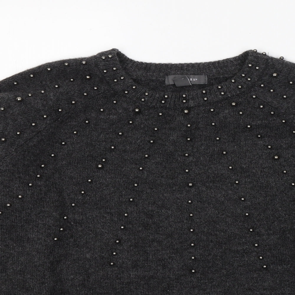 Primark Womens Grey Round Neck  Acrylic Pullover Jumper Size 10