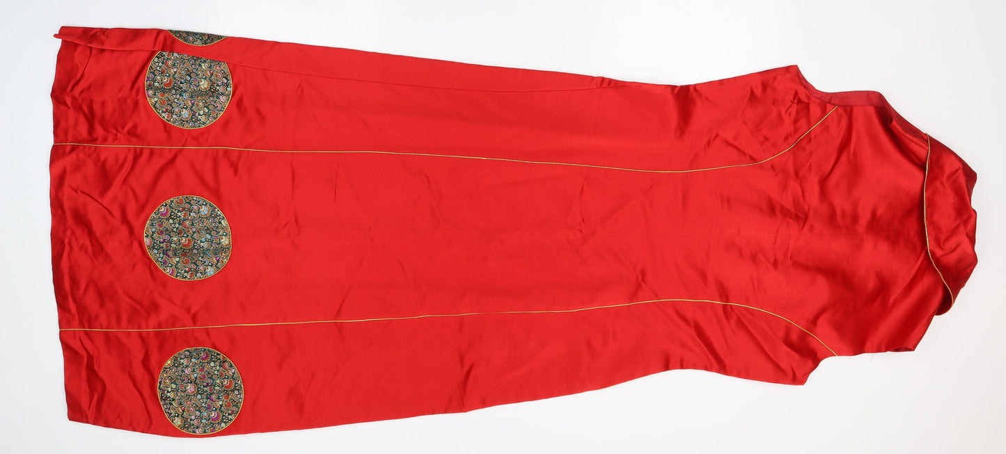 Sunjoul Womens Red  Silk Pencil Dress  Size 12  Collared Zip - Kimono