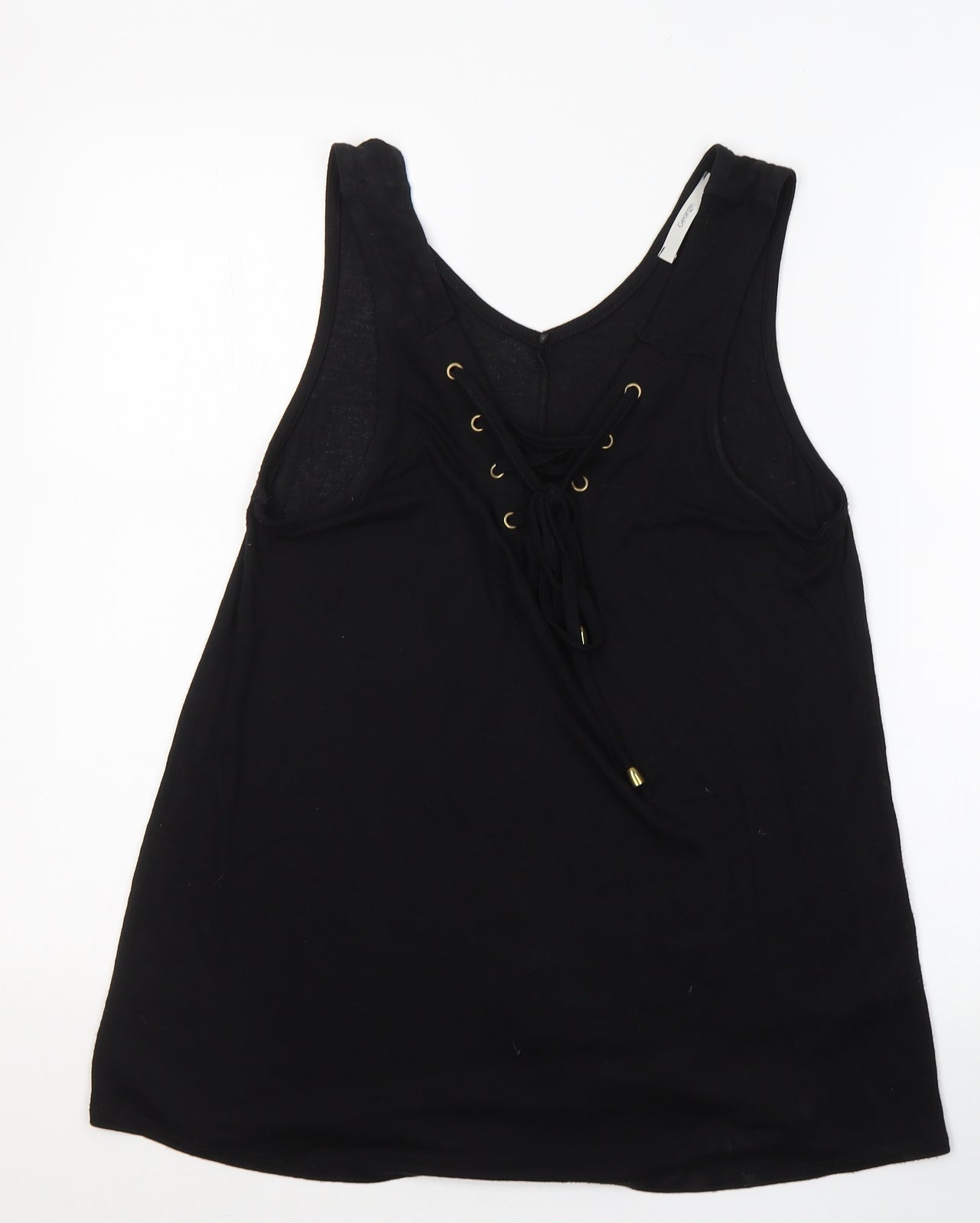 George Womens Black  Viscose Basic T-Shirt Size 12 V-Neck - tie detail