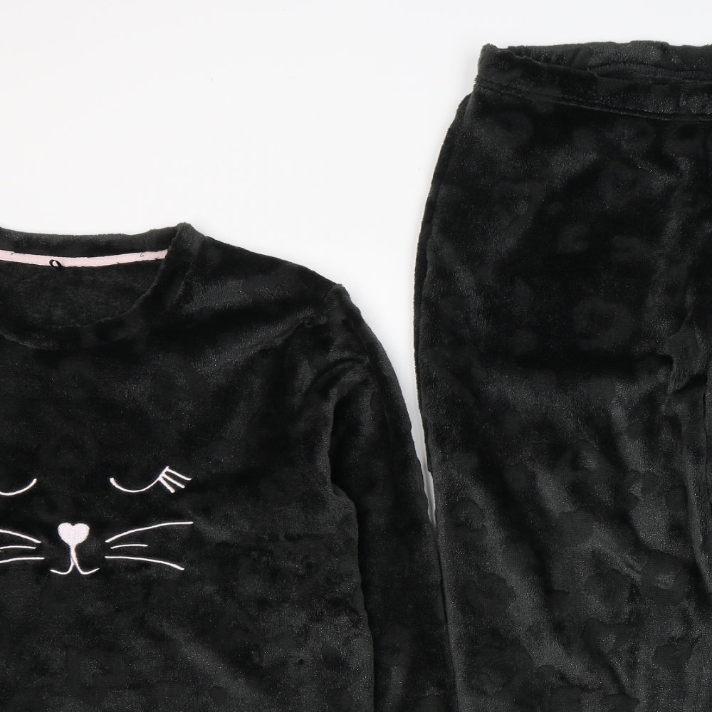 George Womens Black Animal Print Polyester Capri Pyjama Set Size 12   - Kitty Cat