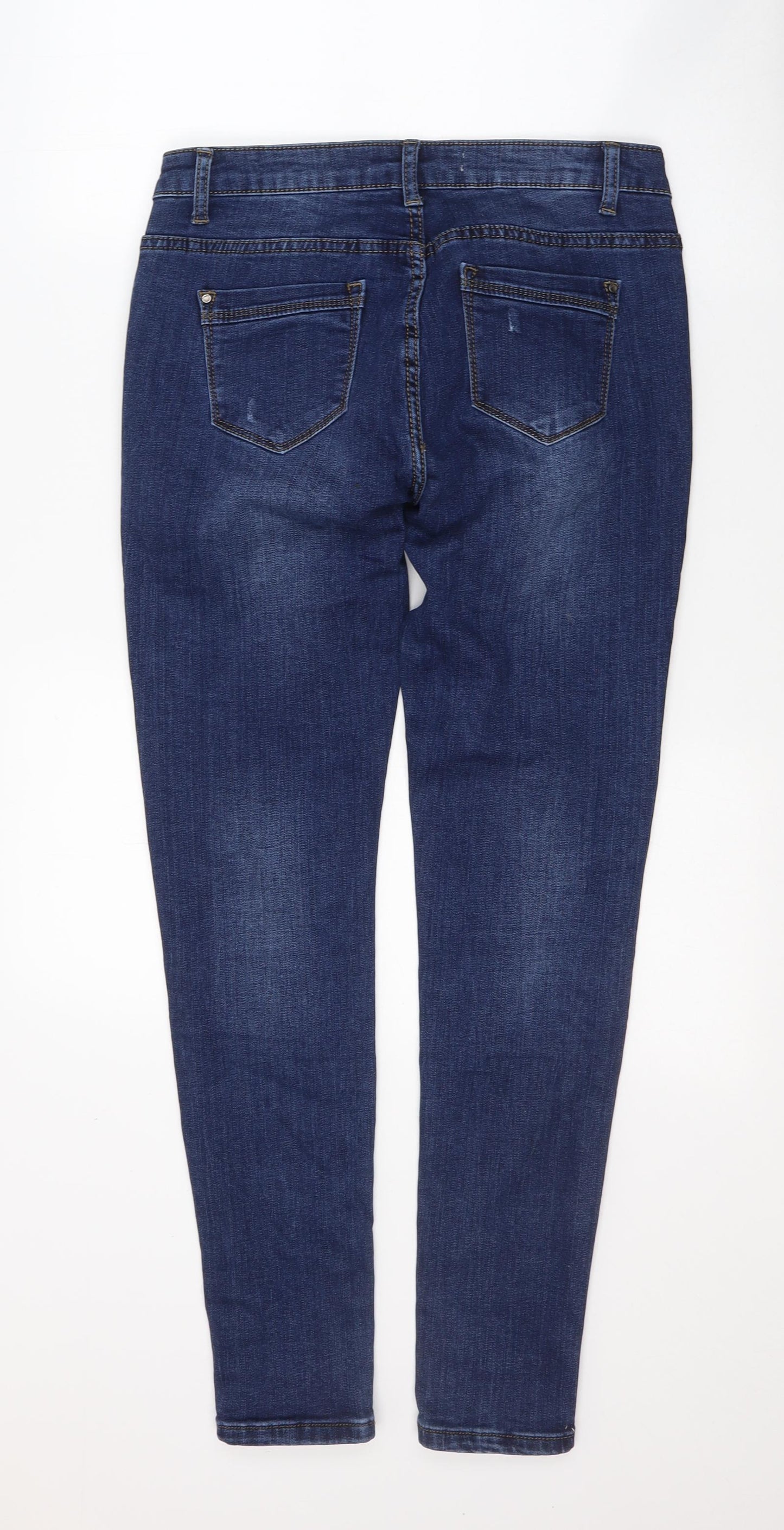 Shirly Design Womens Blue  Cotton Skinny Jeans Size 12 L29 in Regular Button