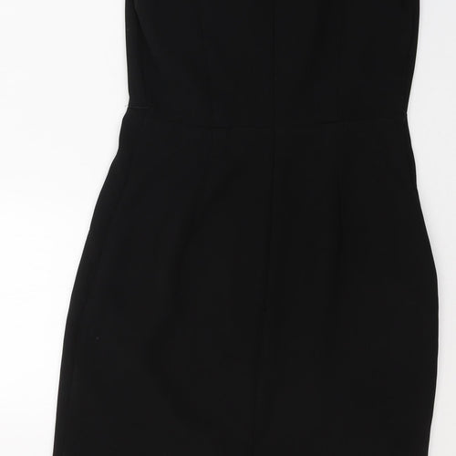 Papaya Womens Black  Polyester Pencil Dress  Size 8  Round Neck Zip