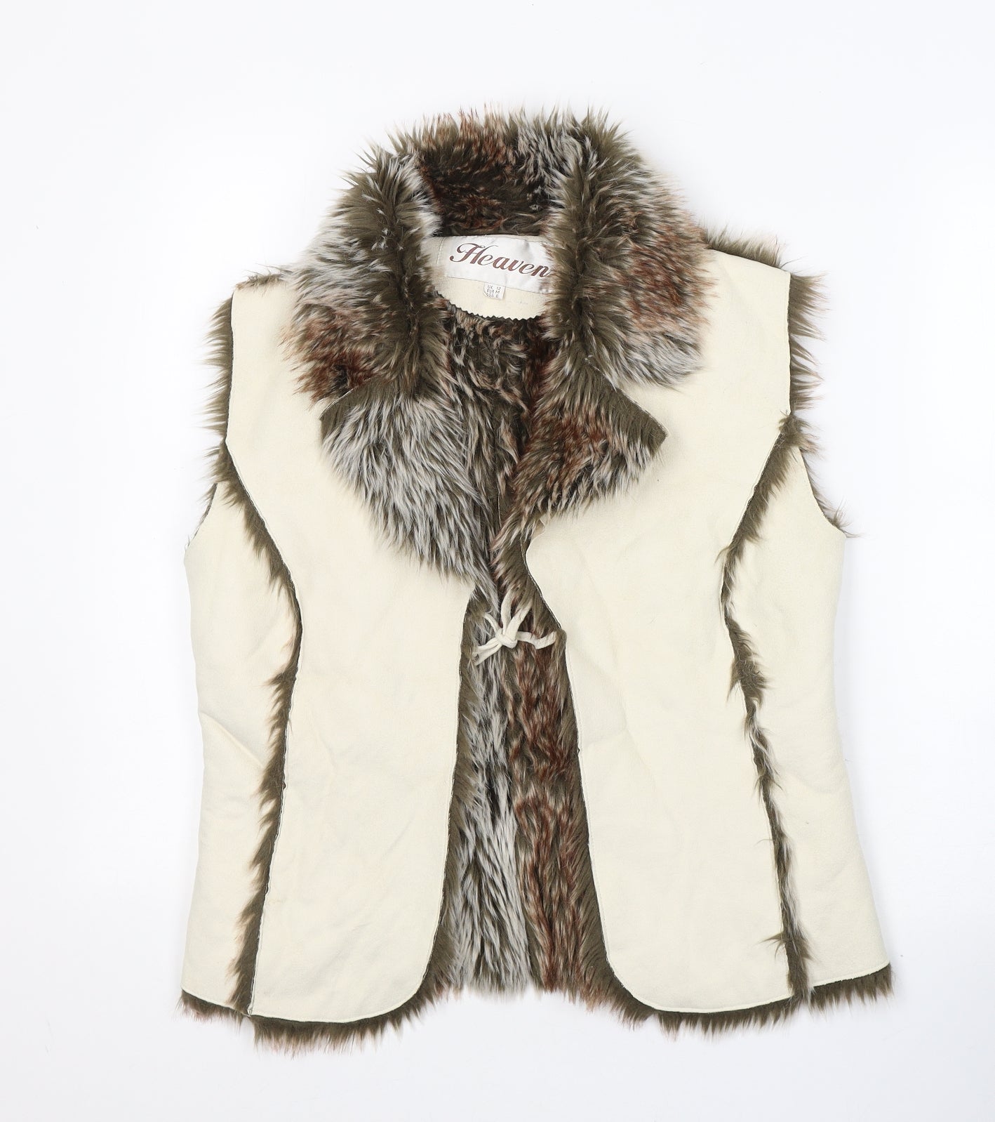 Heaven Womens Beige   Gilet Coat Size 12  Tie