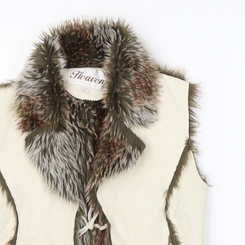 Heaven Womens Beige   Gilet Coat Size 12  Tie